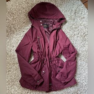 Ambiance Red Utility Jacket with Drawstring Hood